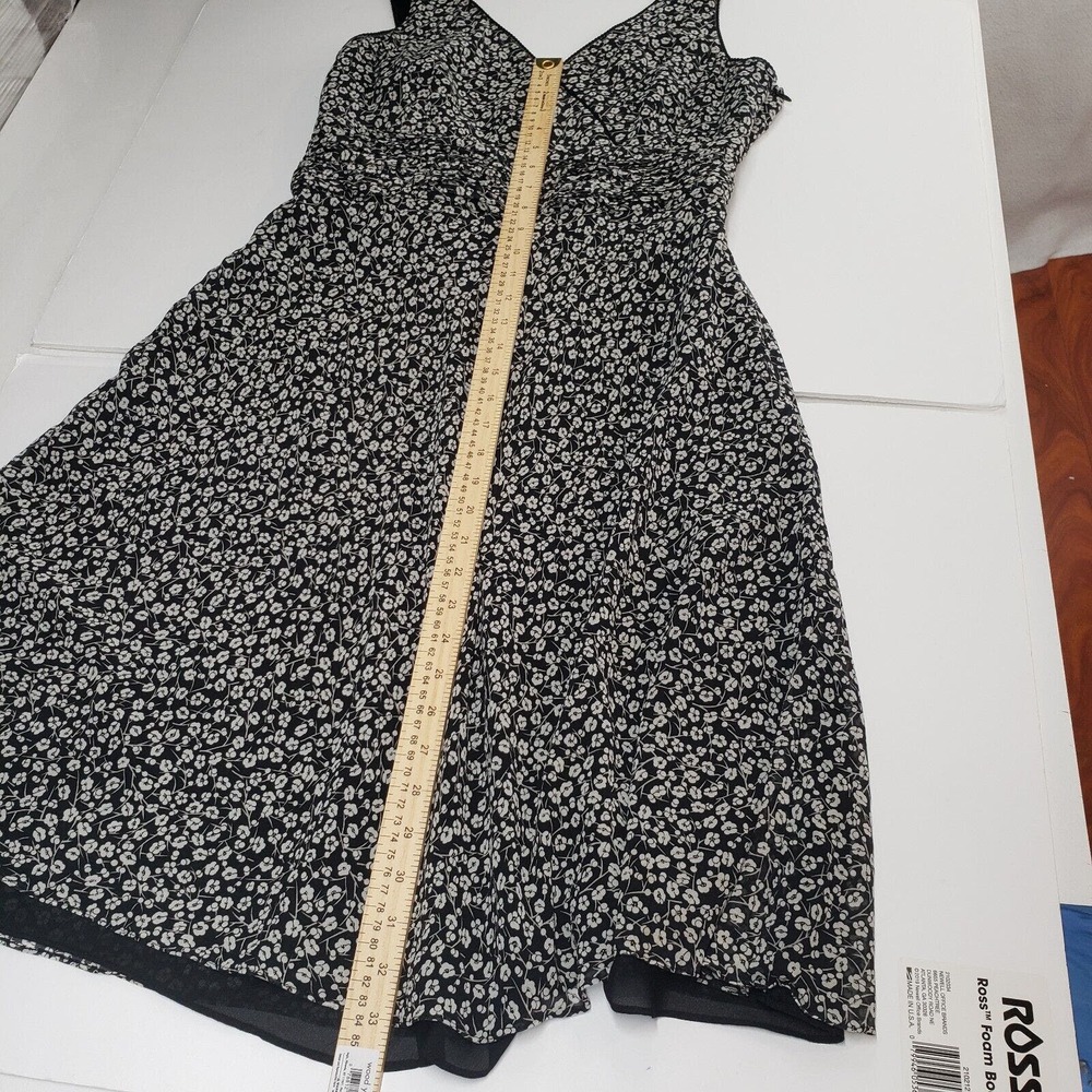 Ann Taylor Silk Dress Vintage 90s Y2k Womens 12 Floral Ditsy Sleeveless Black - Picture 6 of 16
